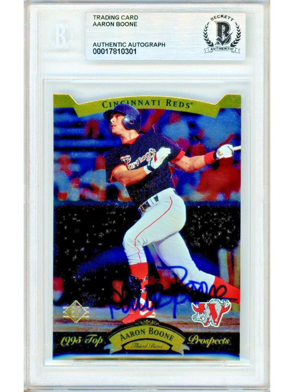 Aaron Boone Signed 1995 UD SP Top Prospects Card Cincinnati Reds BAS Slab Auto